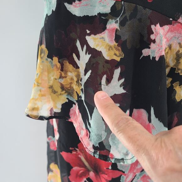 Y2K Babydoll Fairygoth Maxi Dress Small Plunge Sheer Floral Asymmetrical Lace - Picture 9 of 14